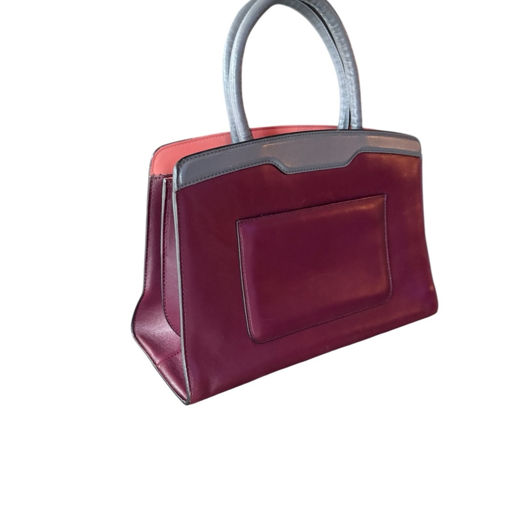 SOLD!!! BVLGARI Isabella Rossellini Icona 10 Bordeaux Grey Leather Tote Handbag - Picture 2 of 6